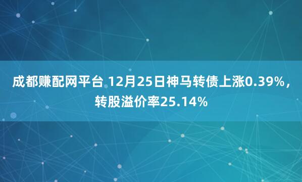 成都赚配网平台 12月25日神马转债上涨0.39%，转股溢价率25.14%