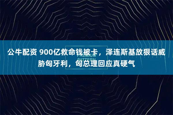 公牛配资 900亿救命钱被卡，泽连斯基放狠话威胁匈牙利，匈总理回应真硬气